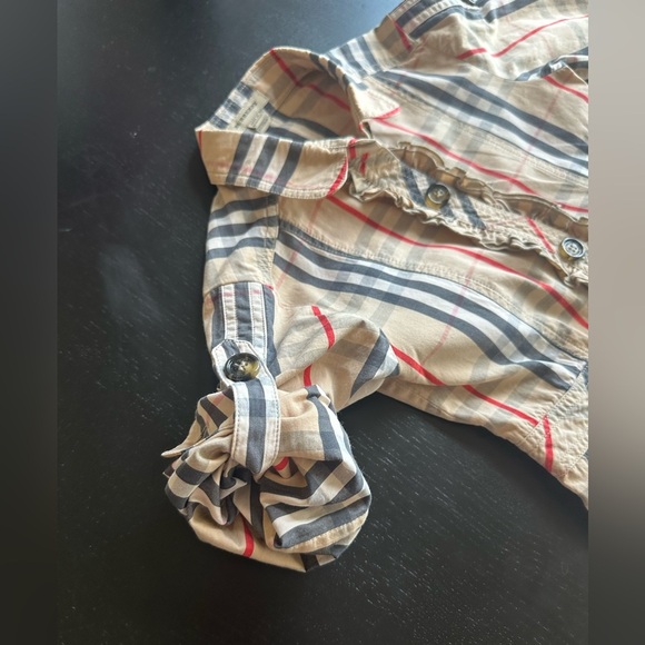 Burberry Plaid Long Sleeve Tie Front Shirt Dress - Picture 4 of 6